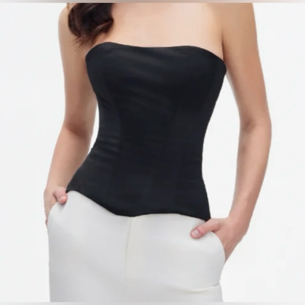 Elegant Black Strapless Corset Top Satin PERFECT CORSET
M (Final Price $89)